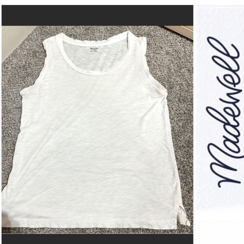 Madewell Tank Top, White, Size Xxs, Euc